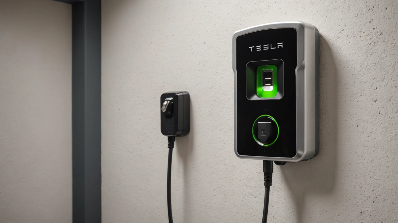 Tesla Wall Connector professionally installed by Koletas Electric with clean cable management