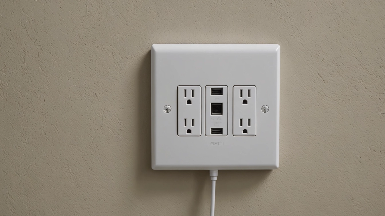 Modern GFCI outlet with USB charging ports professionally installed by Koletas Electric